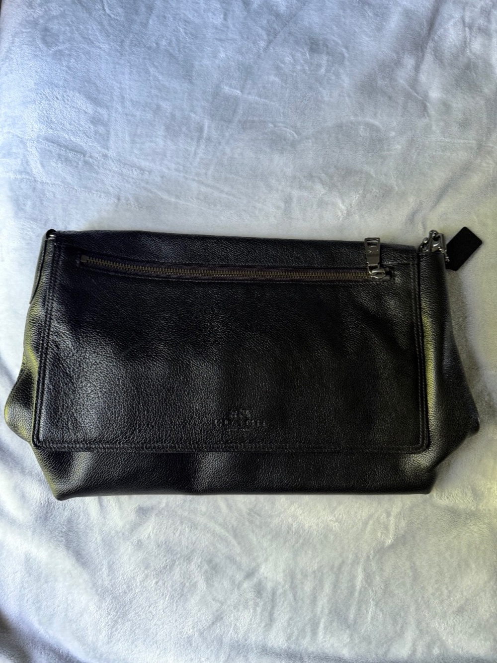 Coach Men's Black Leather Messenger Bag Crossbody + Dustbag & Ribbon